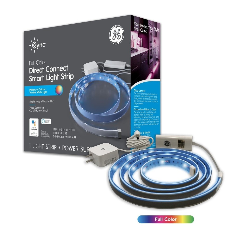 GE Smart C LED 80-in x 0.25-in x 80-in Full Color Direct Connect LED Strip...